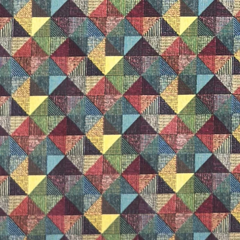 Jacquard Tischdecke aus beschichteter Baumwolle mit Fleckenschutz RUBRIK bunte Dreiecke Mosaik eckig rund oval
