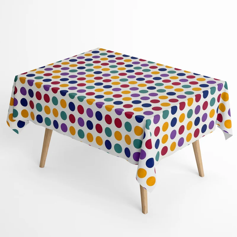 Jacquard Tischdecke aus beschichteter Baumwolle mit Fleckenschutz PARCHIS bunte Punkte eckig rund oval