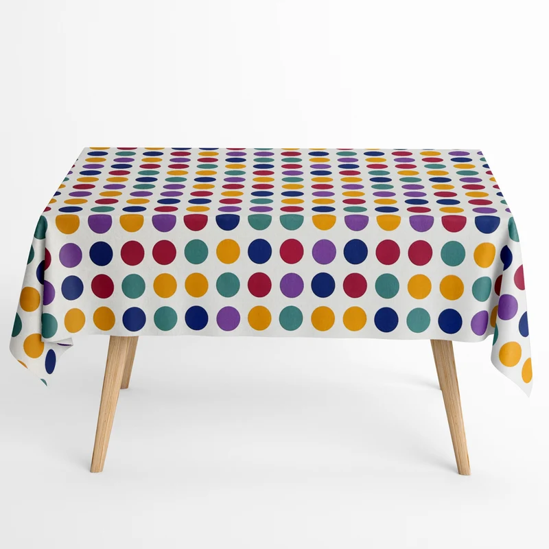 Jacquard Tischdecke aus beschichteter Baumwolle mit Fleckenschutz PARCHIS bunte Punkte eckig rund oval