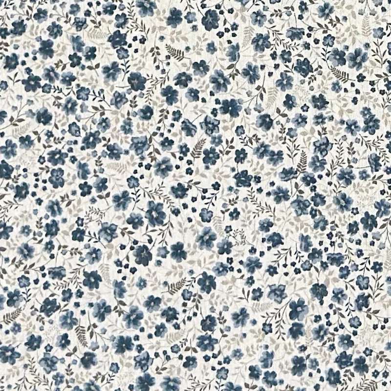 Jacquard Tischdecke aus beschichteter Baumwolle mit Fleckenschutz CIRI AZUL blau Streublumen eckig rund oval