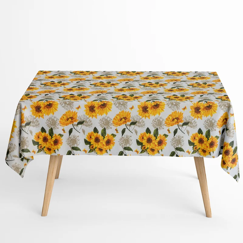 Jacquard Tischdecke aus beschichteter Baumwolle mit Fleckenschutz ARLES Sonnenblumen eckig rund oval