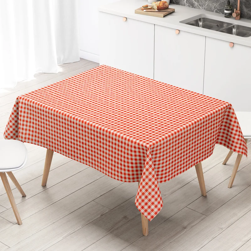 Wachstuch Tischdecke B1567-01 helles rot vichy kariert Karo Landhaus eckig rund oval