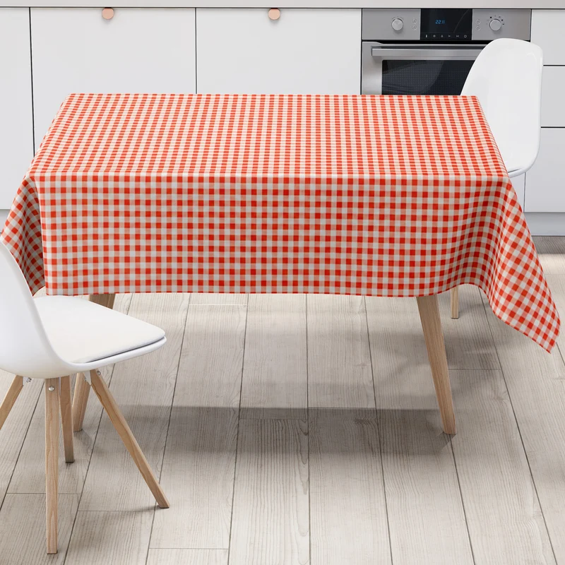Wachstuch Tischdecke B1567-01 helles rot vichy kariert Karo Landhaus eckig rund oval