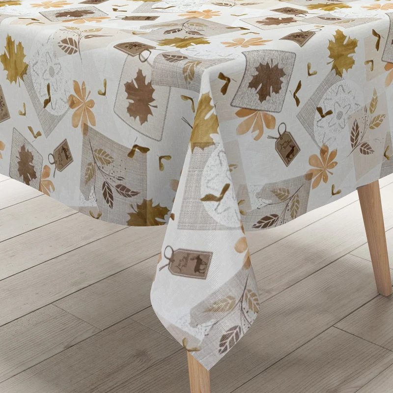 Wachstuch Tischdecke K121A HERBST KÜSST WINTER Laub Blätter eckig rund oval