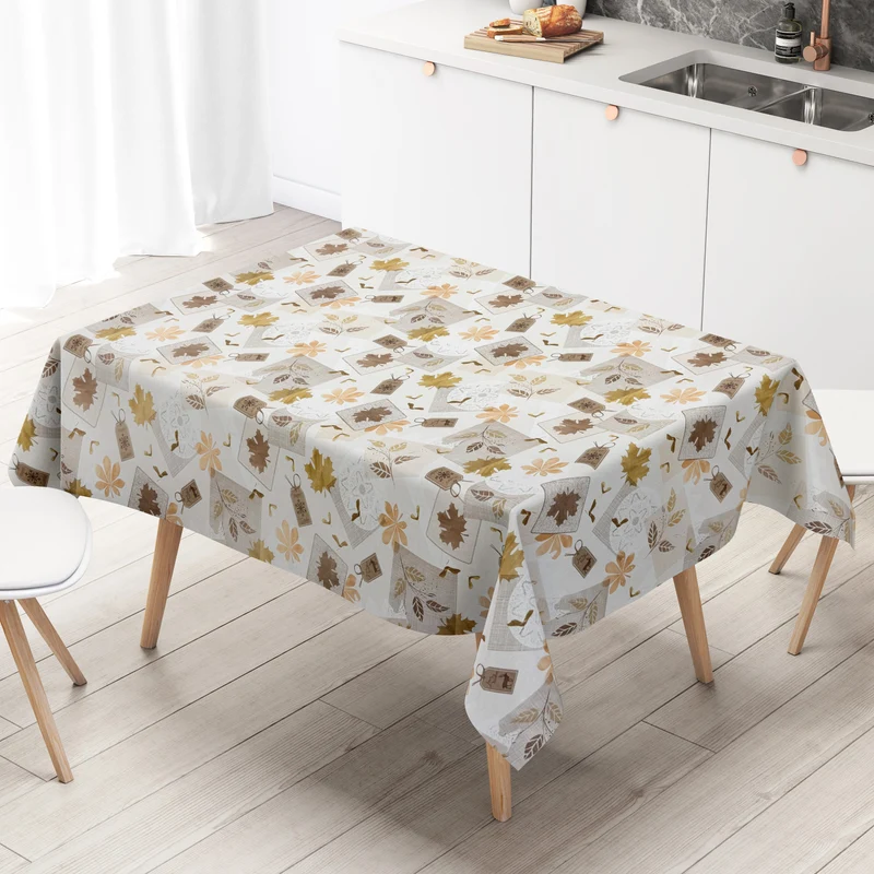 Wachstuch Tischdecke K121A HERBST KÜSST WINTER Laub Blätter eckig rund oval