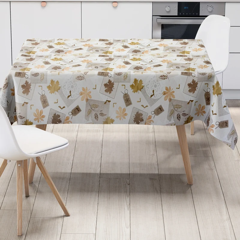 Wachstuch Tischdecke K121A HERBST KÜSST WINTER Laub Blätter eckig rund oval