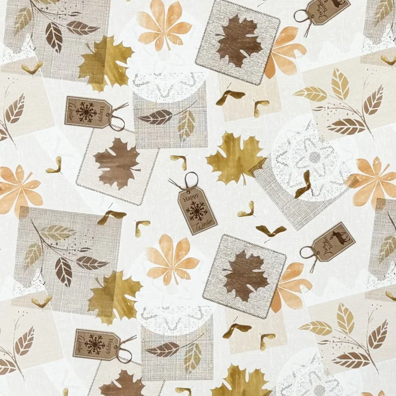 Wachstuch Tischdecke K121A HERBST KÜSST WINTER Laub Blätter eckig rund oval