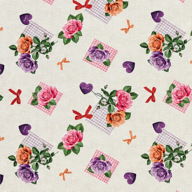 Wachstuch Tischdecke 218A rosa Rosen auf beige eckig rund oval