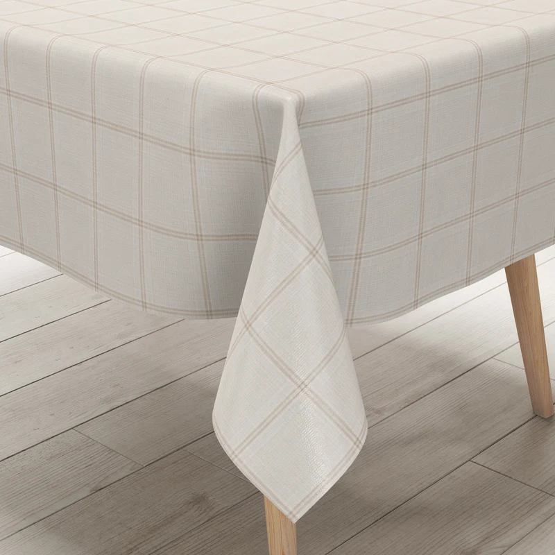 Wachstuch Tischdecke K241A beige Karo kariert eckig rund oval