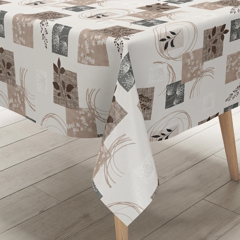 Wachstuch Tischdecke 212A braun Herbst Blätter Patchwork eckig rund oval