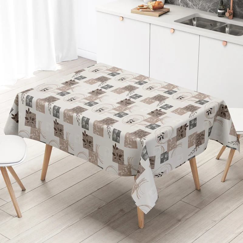 Wachstuch Tischdecke 212A braun Herbst Blätter Patchwork eckig rund oval