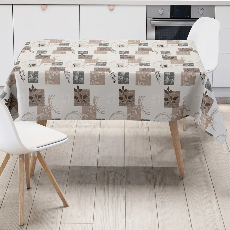 Wachstuch Tischdecke 212A braun Herbst Blätter Patchwork eckig rund oval