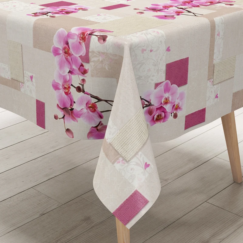 Wachstuch Tischdecke 160A floral Orchideen Blüten Patchwork eckig rund oval