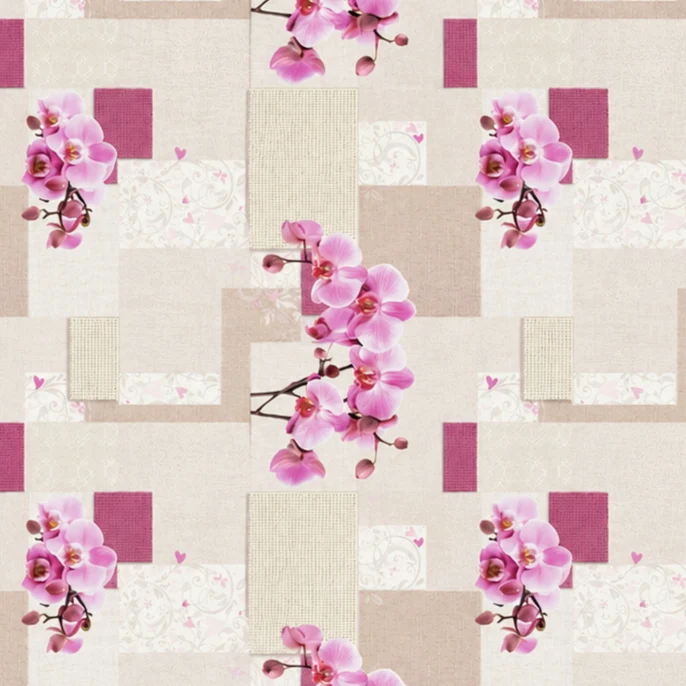 Wachstuch Tischdecke 160A floral Orchideen Blüten Patchwork eckig rund oval