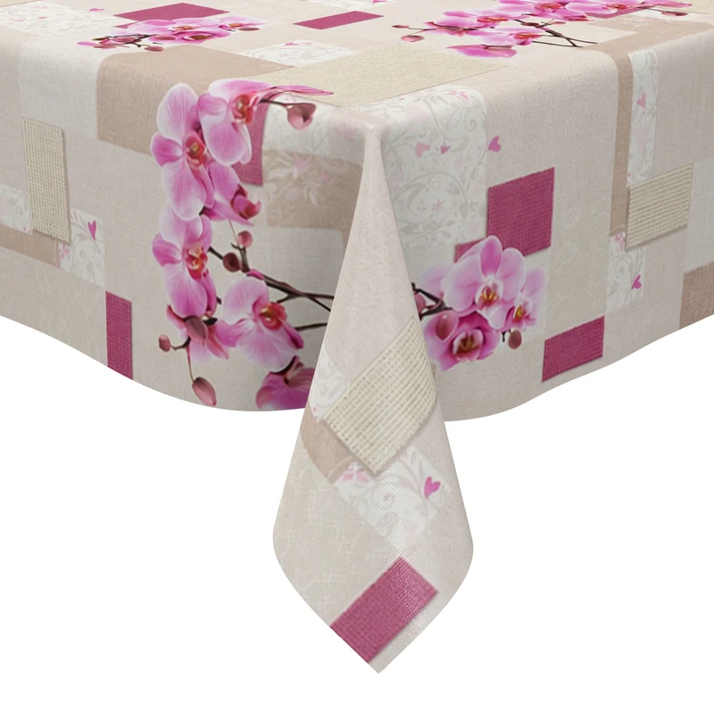 Wachstuch Tischdecke 160A floral Orchideen Blüten Patchwork eckig rund oval