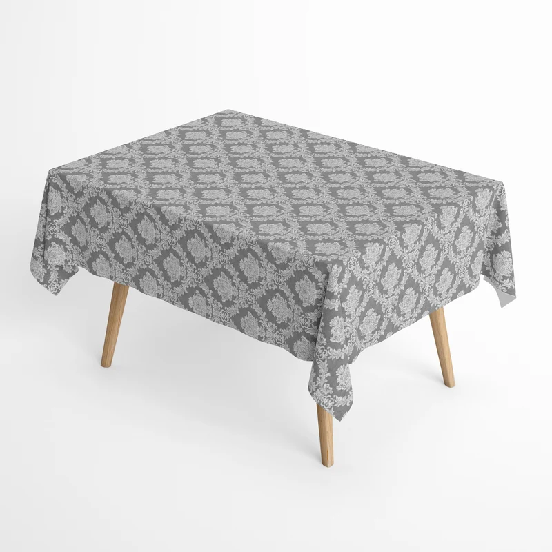 Jacquard Tischdecke aus beschichteter Baumwolle mit Fleckenschutz ELYSE24 anthrazit grau Barock Ornamente eckig rund oval