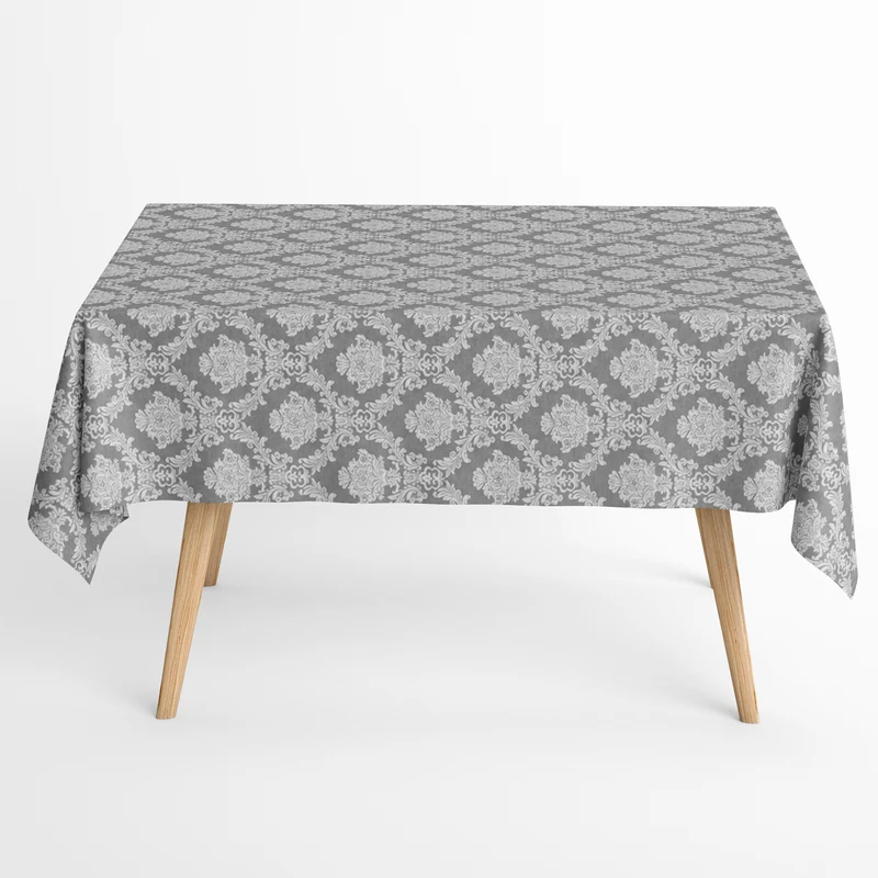 Jacquard Tischdecke aus beschichteter Baumwolle mit Fleckenschutz ELYSE24 anthrazit grau Barock Ornamente eckig rund oval