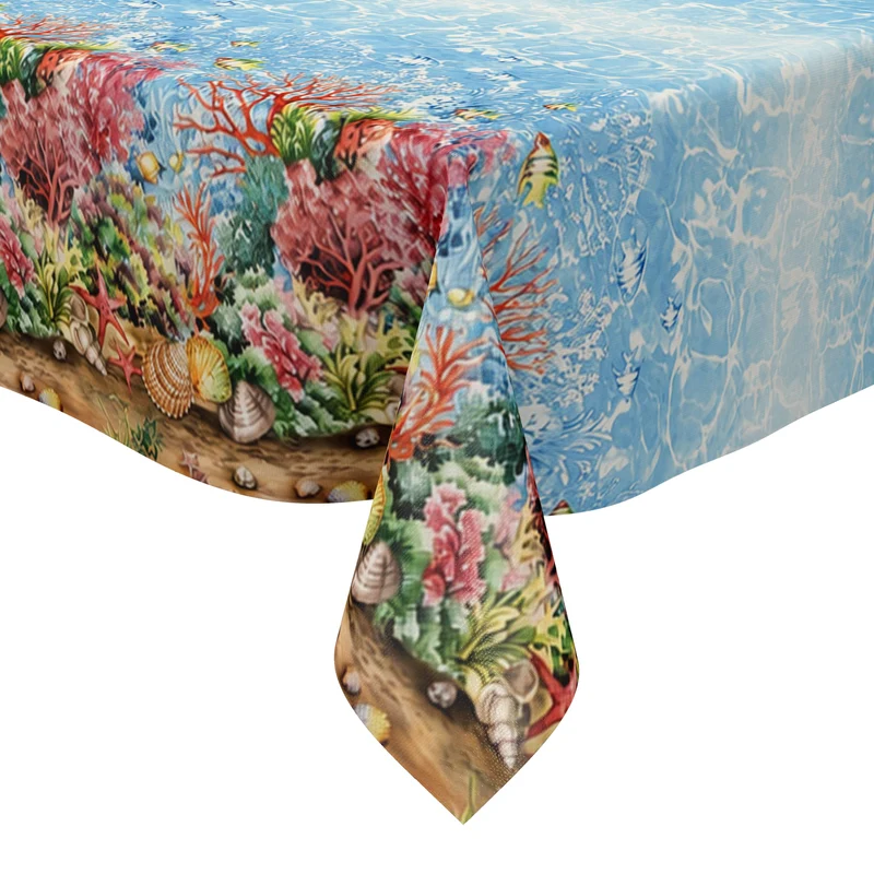 Wachstuch Tischdecke 01755-00 Südsee Korallen Fische maritim eckig rund oval
