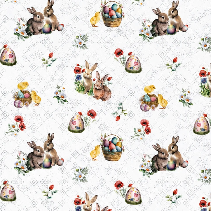 Wachstuch Tischdecke 01747-05 weiß Ostern Osterhase Osterei Osterküken eckig rund oval