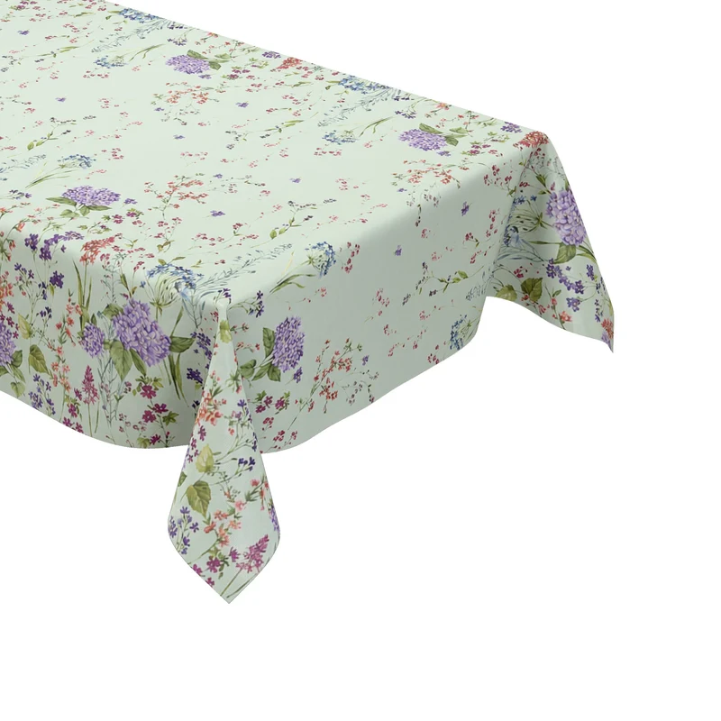 Wachstuch Tischdecke K270C mintgrün bunte Wiesenblumen eckig rund oval