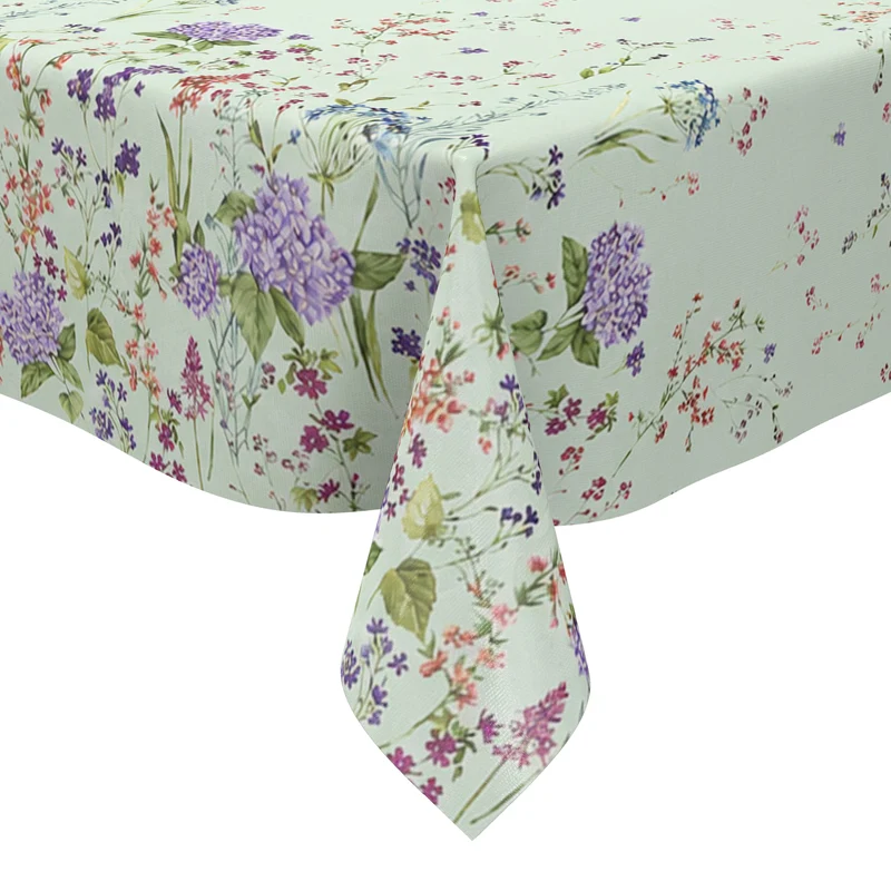 Wachstuch Tischdecke K270C mintgrün bunte Wiesenblumen eckig rund oval