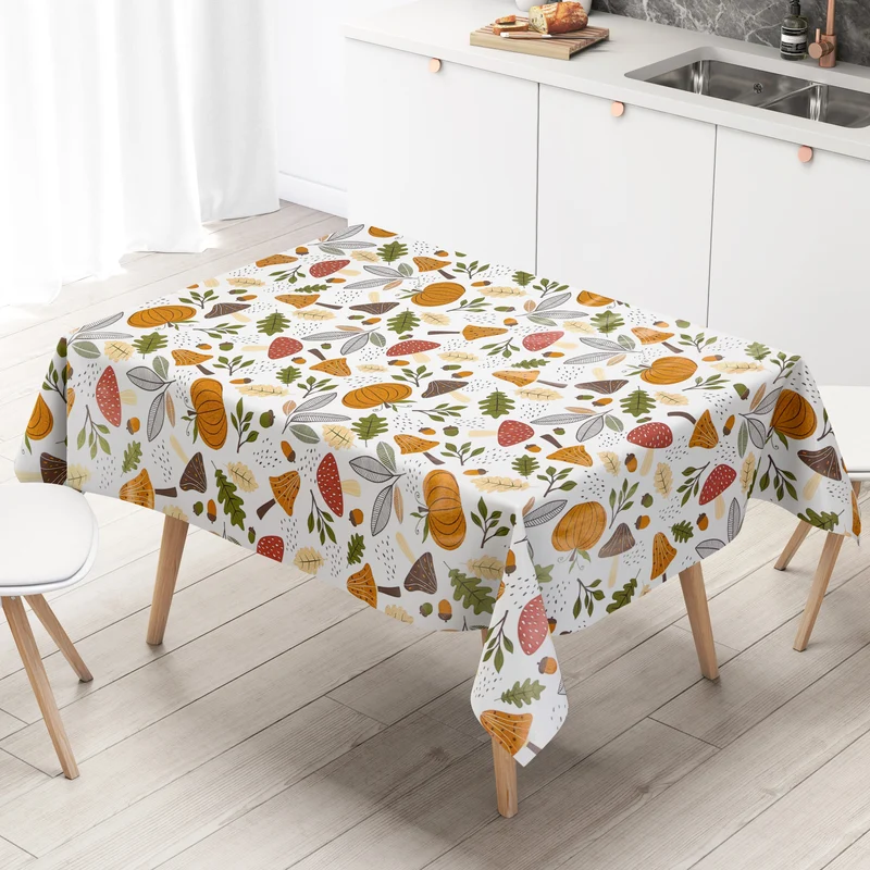 Wachstuch Tischdecke B4078-01 Herbst Laub Eicheln Pilze Kürbis eckig rund oval