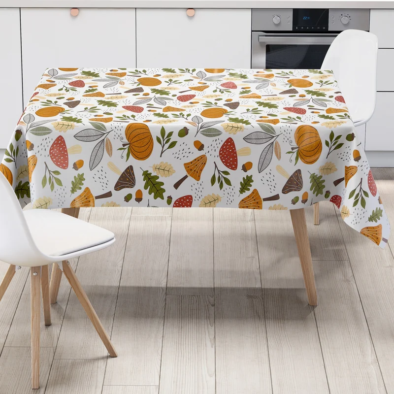 Wachstuch Tischdecke B4078-01 Herbst Laub Eicheln Pilze Kürbis eckig rund oval