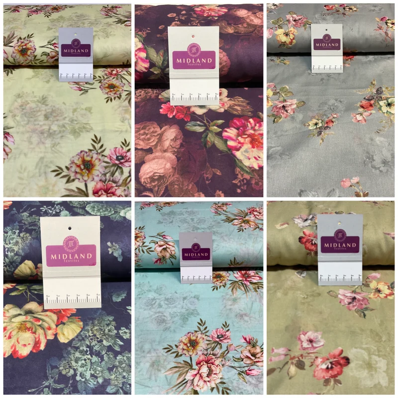 Cotton Lawn Summer Vintage Floral Printed Dress fabric 100% M1670