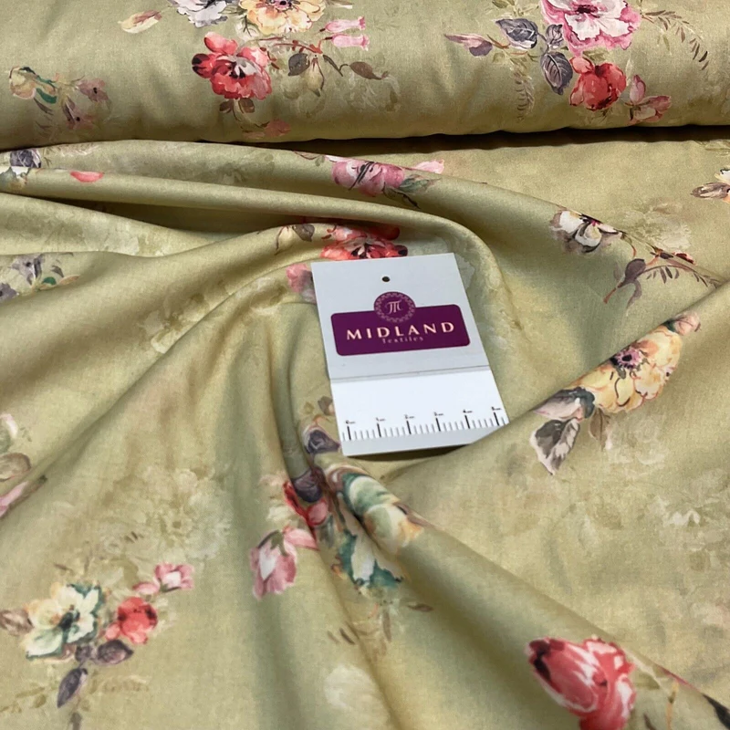 Cotton Lawn Summer Vintage Floral Printed Dress fabric 100% M1670