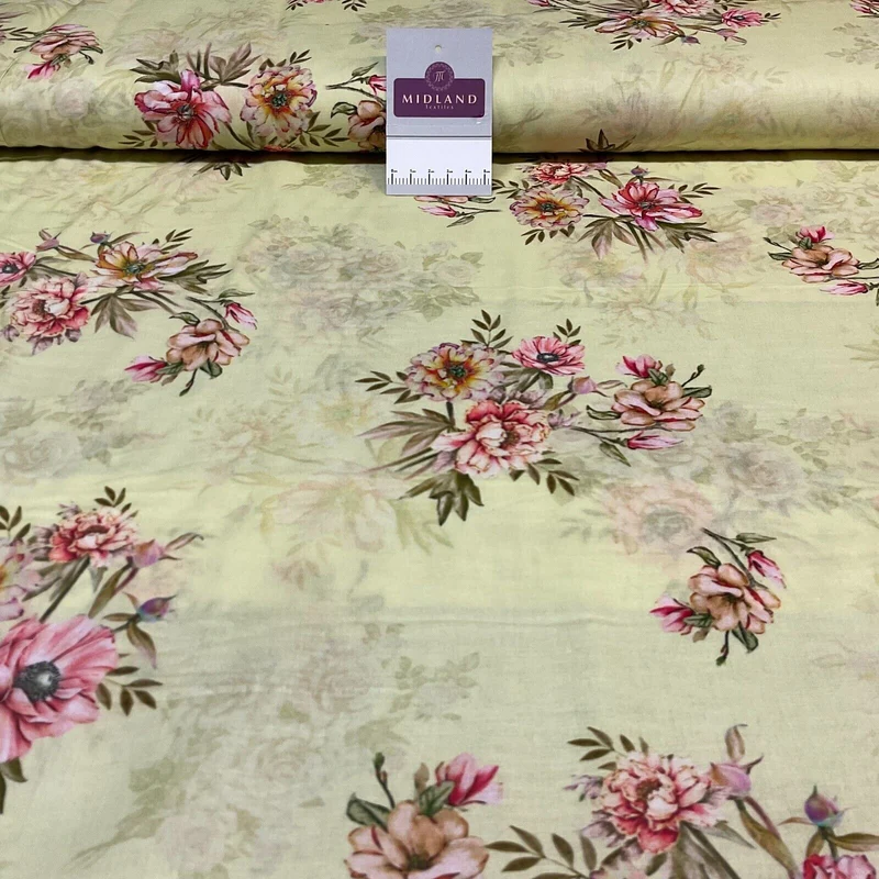 Cotton Lawn Summer Vintage Floral Printed Dress fabric 100% M1670