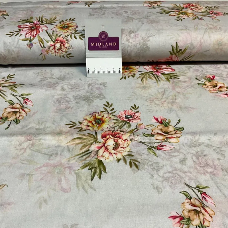 Cotton Lawn Summer Vintage Floral Printed Dress fabric 100% M1670