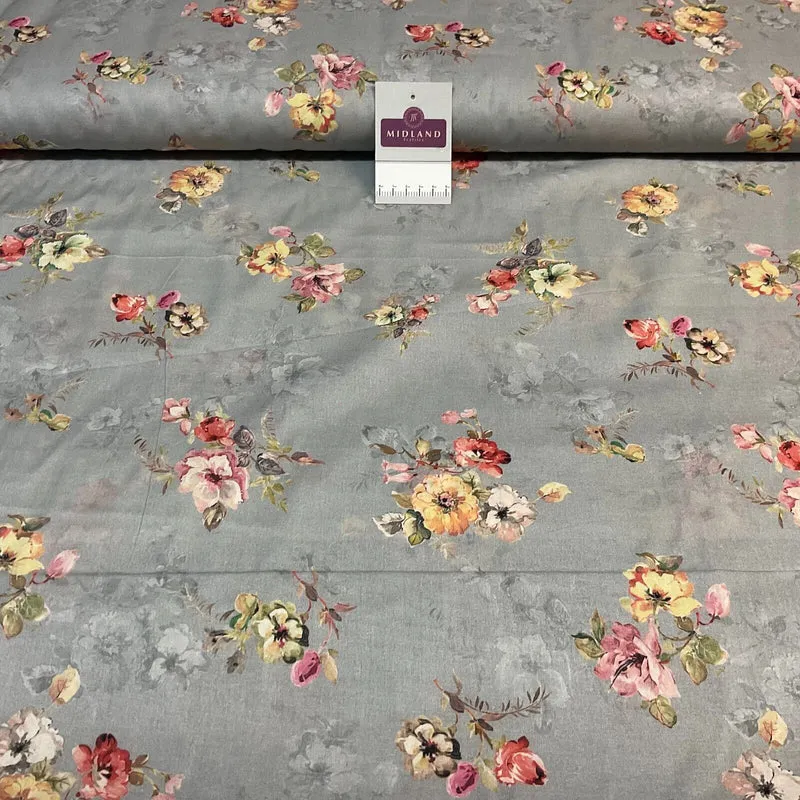 Cotton Lawn Summer Vintage Floral Printed Dress fabric 100% M1670