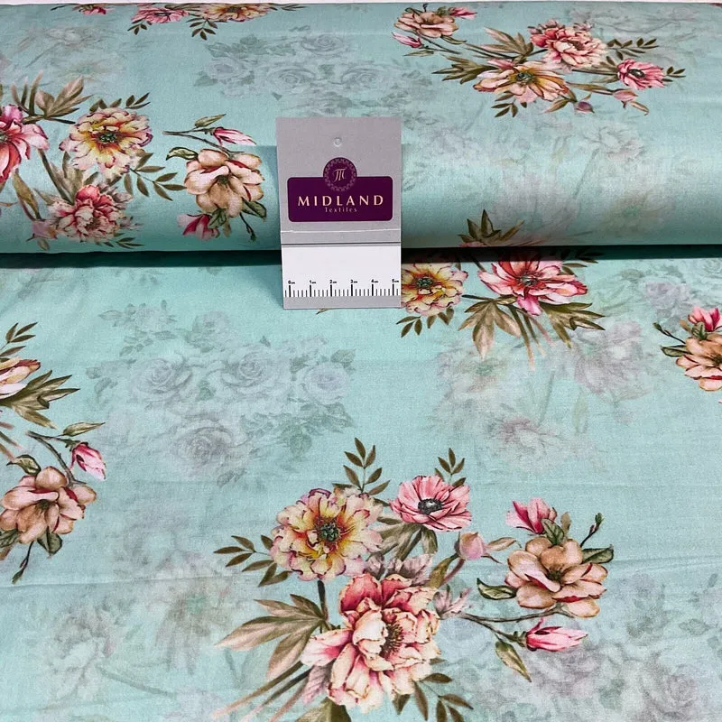 Cotton Lawn Summer Vintage Floral Printed Dress fabric 100% M1670