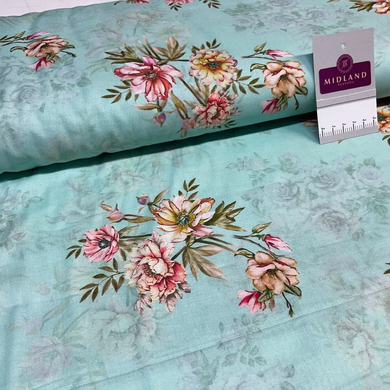 Cotton Lawn Summer Vintage Floral Printed Dress fabric 100% M1670