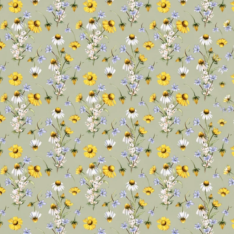 Wachstuch Tischdecke K150271 salbeigrün Wiesenblumen Margeriten eckig rund oval