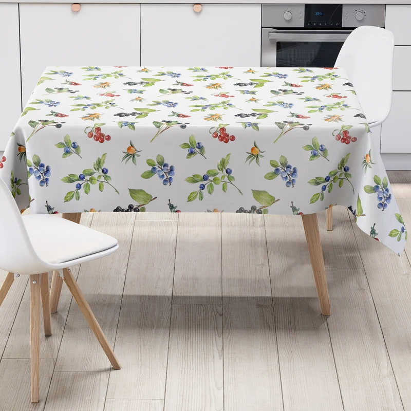 Wachstuch Tischdecke K150270 Waldbeeren und Hagebutten eckig rund oval