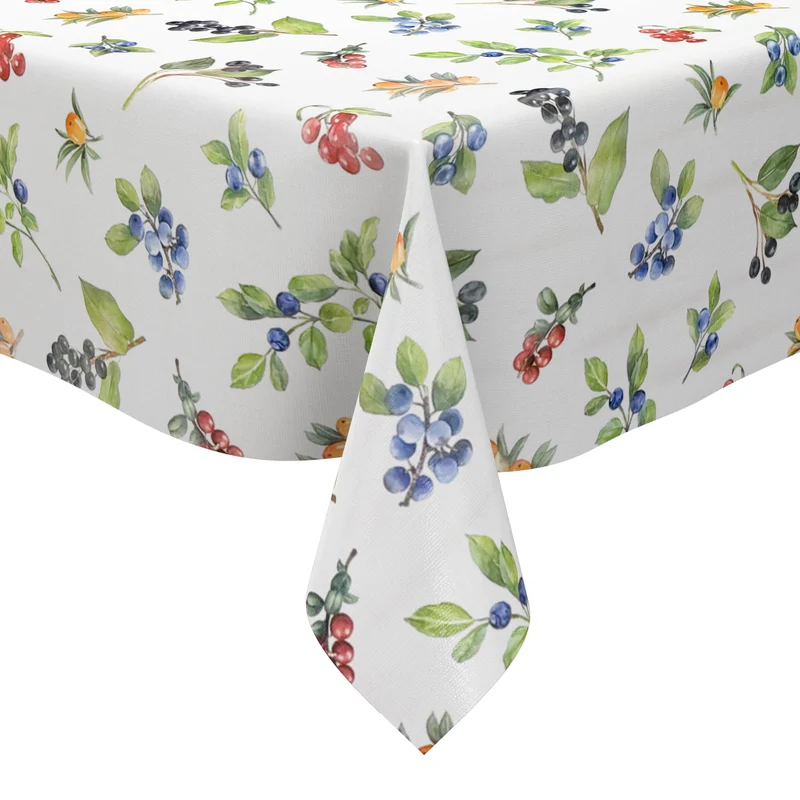 Wachstuch Tischdecke K150270 Waldbeeren und Hagebutten eckig rund oval