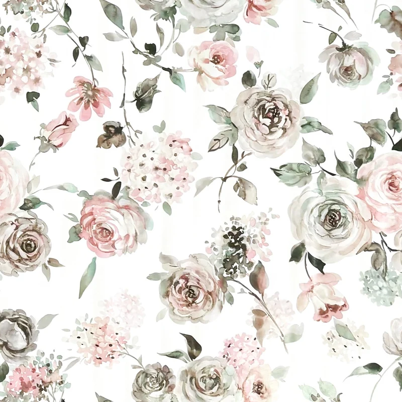 Wachstuch Tischdecke K150241 pastellfarbene Rosen und Hortensien eckig rund oval