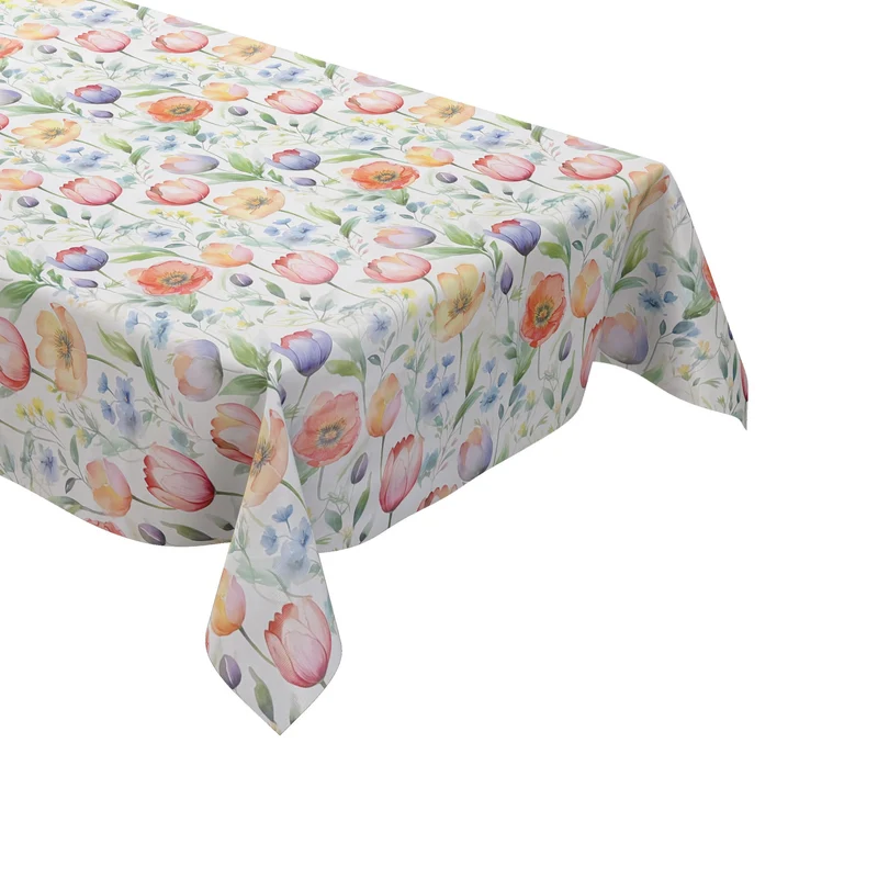 Wachstuch Tischdecke K150278 pastellfarbene Tulpen Mohnblumen eckig rund oval