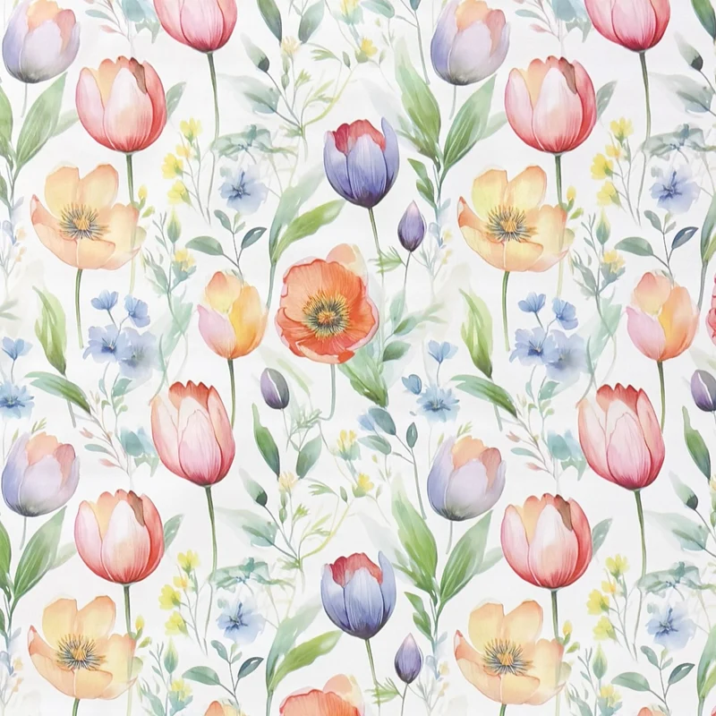 Wachstuch Tischdecke K150278 pastellfarbene Tulpen Mohnblumen eckig rund oval