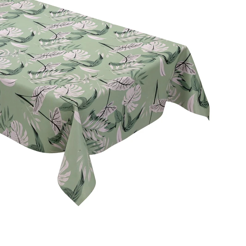 Wachstuch Tischdecke K150203 mintgrün Dschungel Monstera eckig rund oval