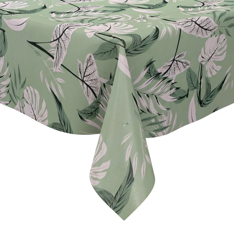 Wachstuch Tischdecke K150203 mintgrün Dschungel Monstera eckig rund oval