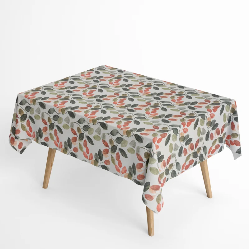 Jacquard Tischdecke aus beschichteter Baumwolle mit Fleckenschutz EcoNova EPIRO Blätter eckig rund oval