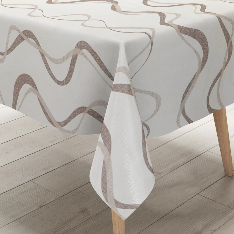 Wachstuch Tischdecke geprägt KE50110 Wellen braun beige eckig rund oval