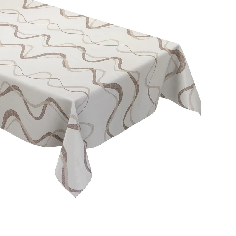 Wachstuch Tischdecke geprägt KE50110 Wellen braun beige eckig rund oval