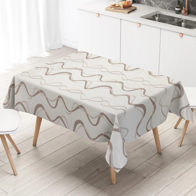 Wachstuch Tischdecke geprägt KE50110 Wellen braun beige eckig rund oval