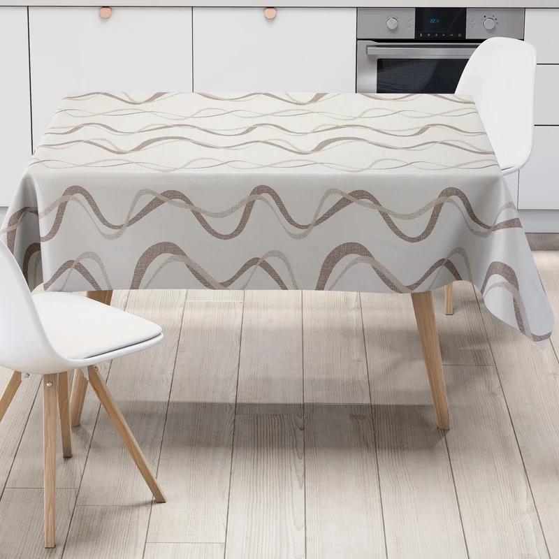 Wachstuch Tischdecke geprägt KE50110 Wellen braun beige eckig rund oval