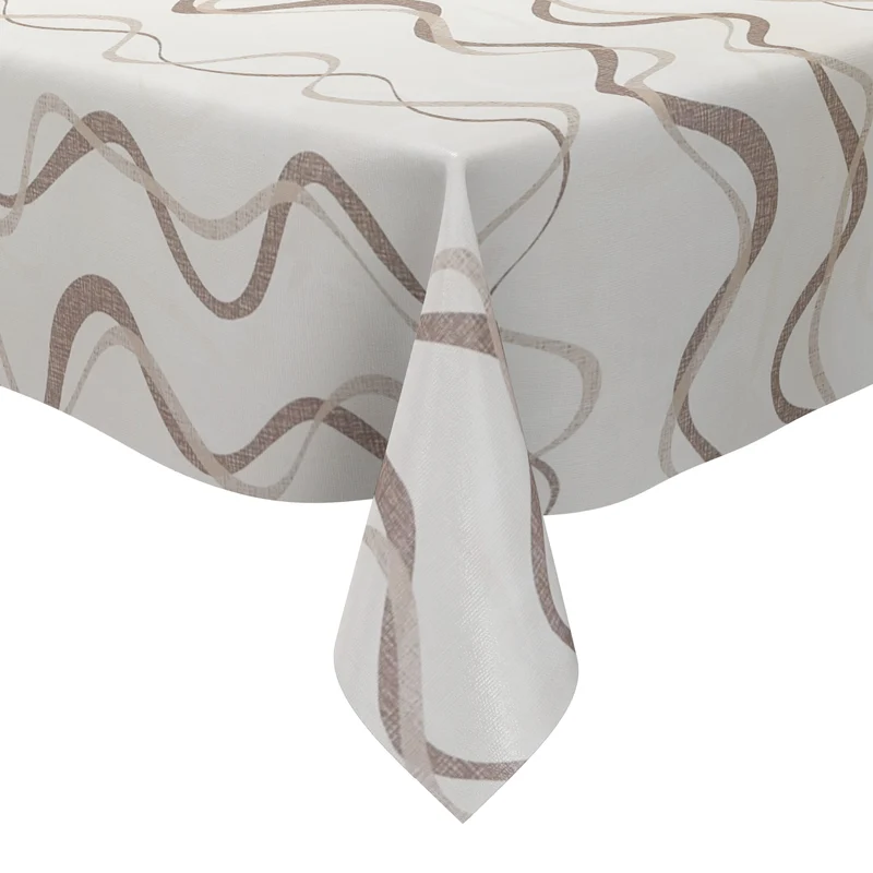 Wachstuch Tischdecke geprägt KE50110 Wellen braun beige eckig rund oval