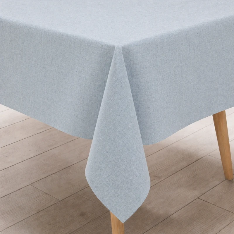 Wachstuch Tischdecke geprägt 01612-05 einfarbig uni hellblau Leinenstruktur eckig rund oval