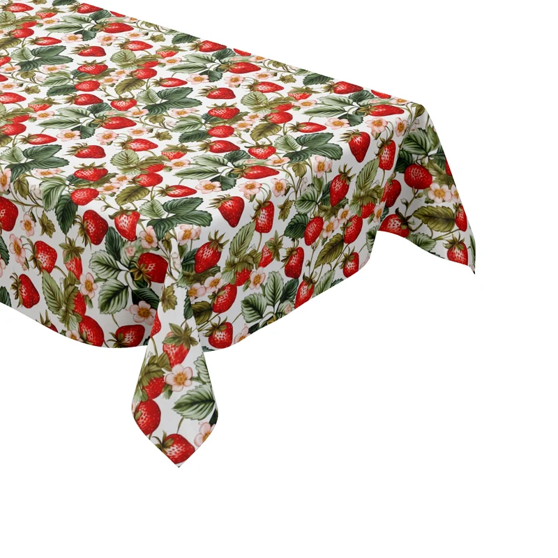 Wachstuch Tischdecke K150282 Erdbeeren auf weiß eckig rund oval